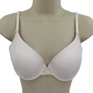 Victorias Secret 34C Bra Uplift Semi Demi Solid White Underwire Padded Women
